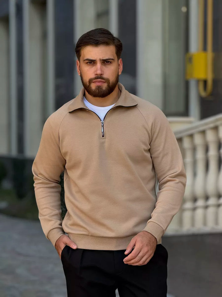 THE AURELIO HALF ZIP SWEATER