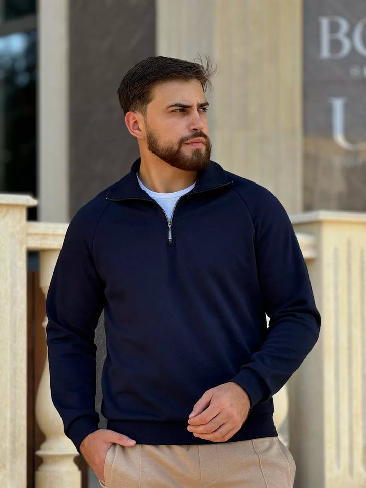 THE AURELIO HALF ZIP SWEATER