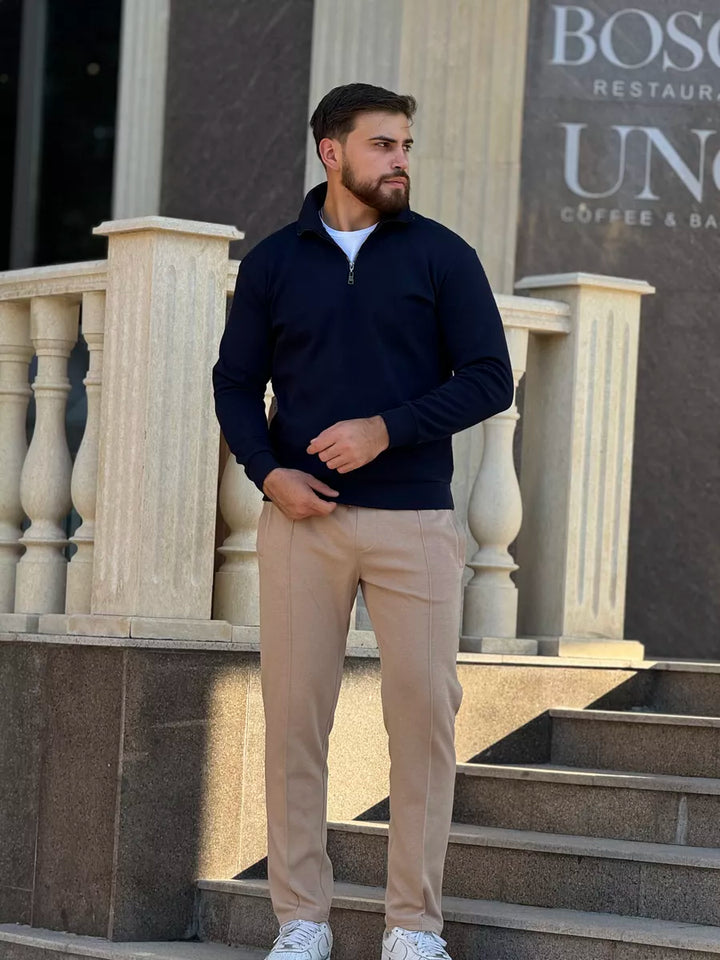 THE AURELIO HALF ZIP SWEATER