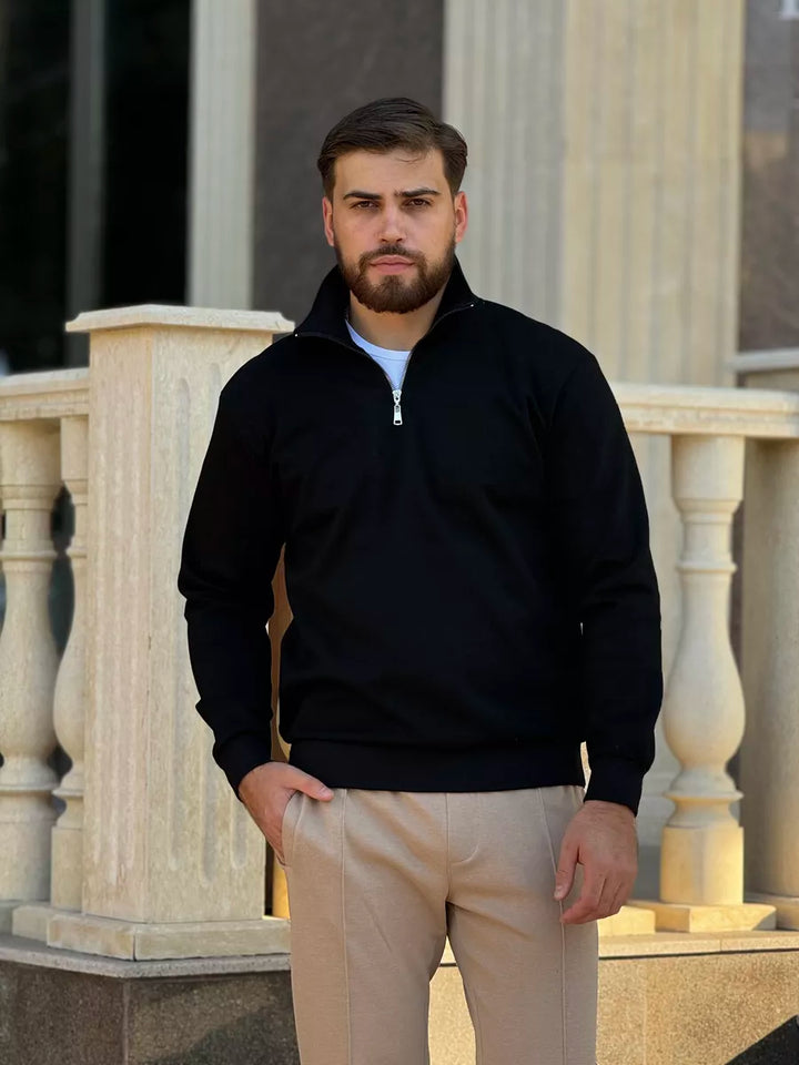 THE AURELIO HALF ZIP SWEATER